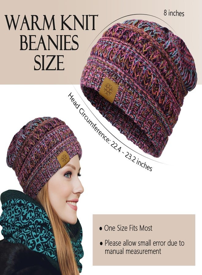 Premillow Beanie Hat, Winter Hats for Women, Beanies Women Chunky Cable Knit Hat, Thick Soft Warm Womens Winter Hat, Cute Knitted Cap for Cold Blue Purple - Image 3
